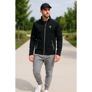 Swannie Apparel‎ Black Full-Zip Jacket Embroidered Trojan Logo Lightweight Men S